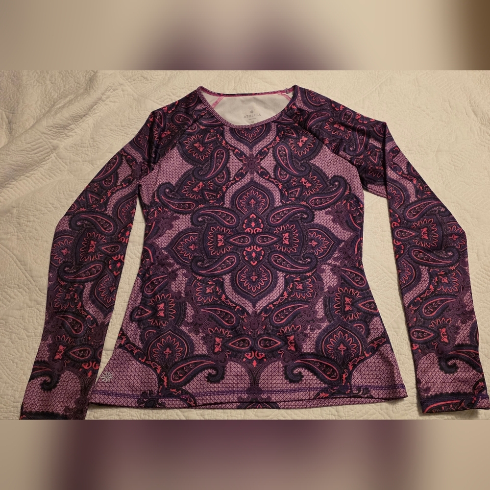 Athleta Purple and Pink Long Sleeve Tee